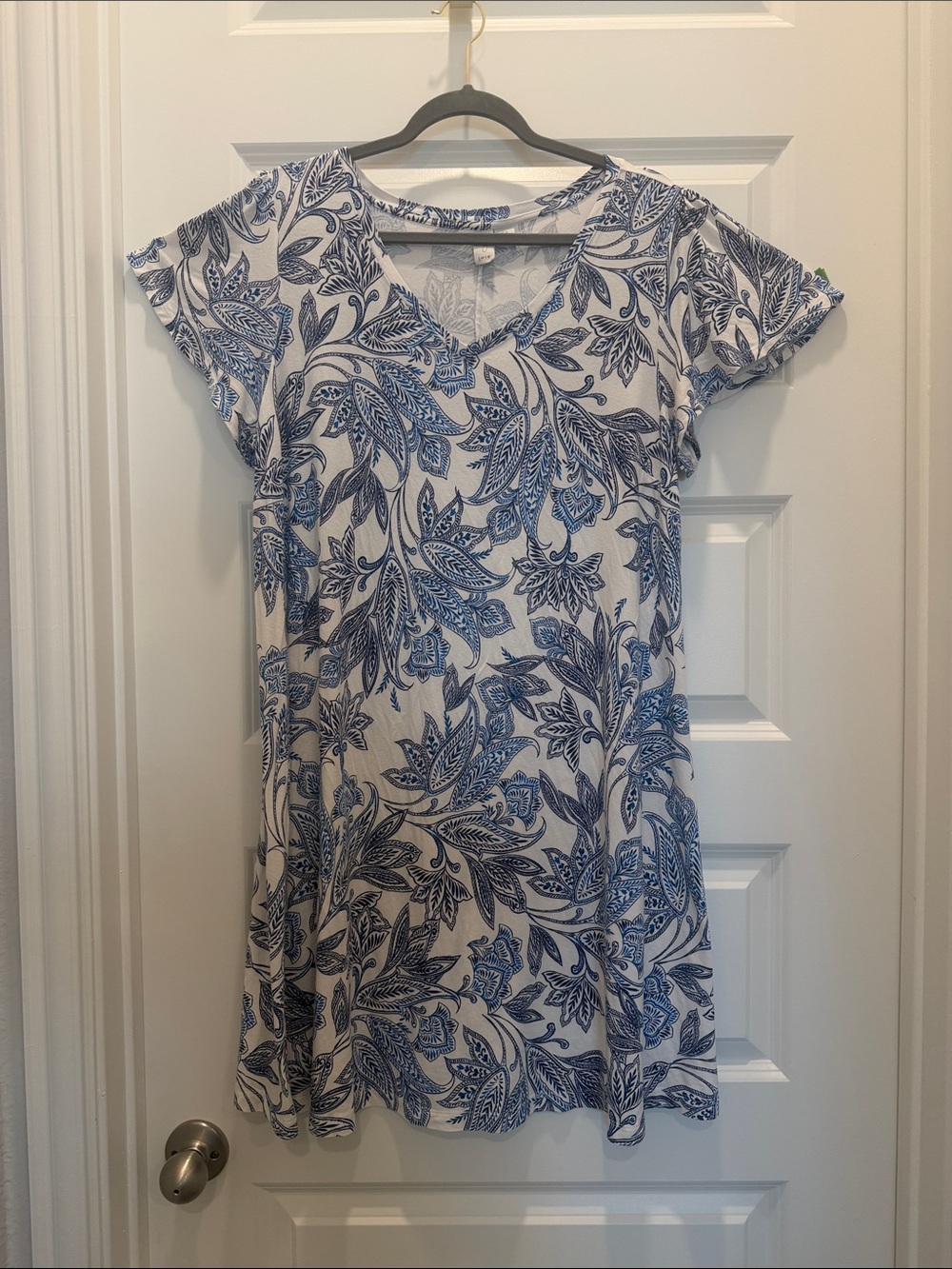 Joie White Dress with Blue Floral Print
